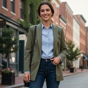 BCBGeneration Olive Green Longline Shawl Collar Blazer Size Small